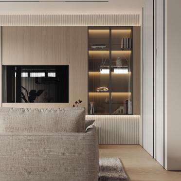 Интерьер гостиной с нишей с подсветкой и с подсветкой  смотреть на Basicdecor