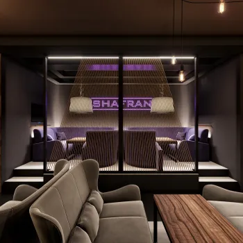 Интерьер гостиной c подсветкой  смотреть на Basicdecor