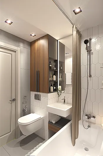 Интерьер ванной cовмещенным санузлом  смотреть на Basicdecor