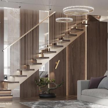 Интерьер с вторым светом и лестницей  смотреть на Basicdecor
