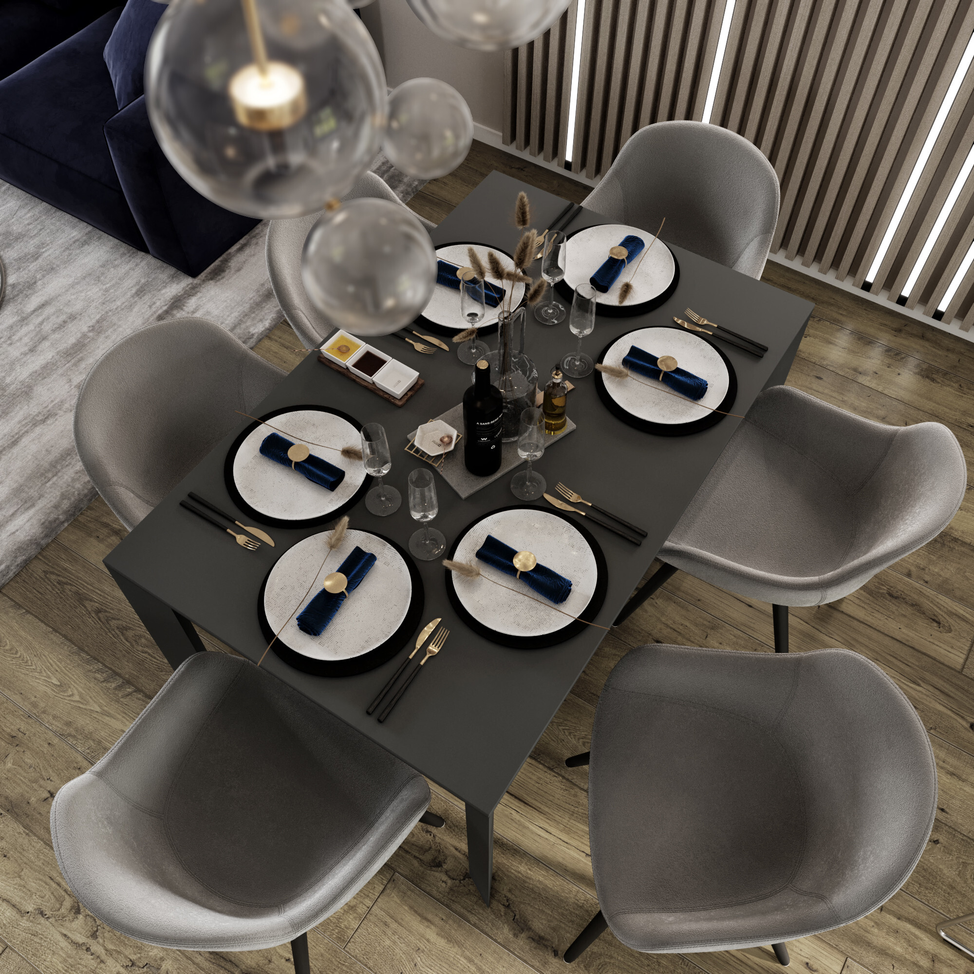 Интерьер столовой с декором стола и сервировкой в современном стиле