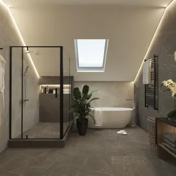 Интерьер ванной c подсветкой  смотреть на Basicdecor