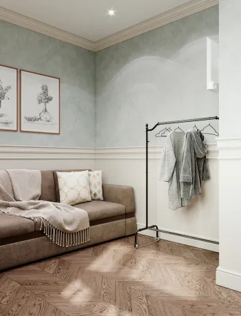 Интерьер спальни с хранением верхней одежды  смотреть на Basicdecor