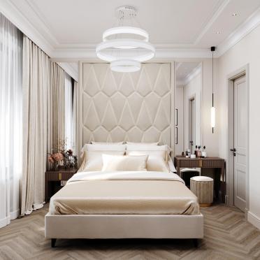 Интерьер спальни cветильниками над кроватью  смотреть на Basicdecor