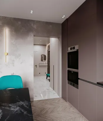 Интерьер кухни с нишей с подсветкой, световыми линиями, подсветкой настенной и с подсветкой  смотреть на Basicdecor