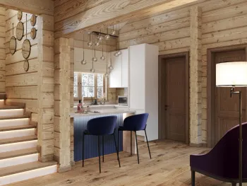 Интерьер кухни с в деревянном доме  смотреть на Basicdecor