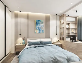 Интерьер спальни cветильниками над кроватью  смотреть на Basicdecor