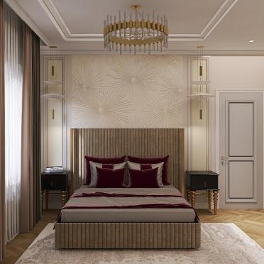 Интерьер спальни cветильниками над кроватью  смотреть на Basicdecor