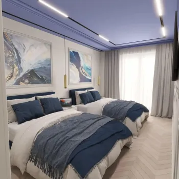 Интерьер спальни с две кровати  смотреть на Basicdecor