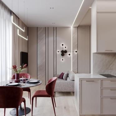 Интерьер гостиной cветовыми линиями  смотреть на Basicdecor