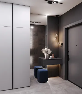 Интерьер прихожей с нишей с подсветкой и с подсветкой  смотреть на Basicdecor
