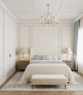 Интерьер спальни cветильниками над кроватью  смотреть на Basicdecor