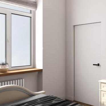 Интерьер спальни с дверными жалюзи  смотреть на Basicdecor