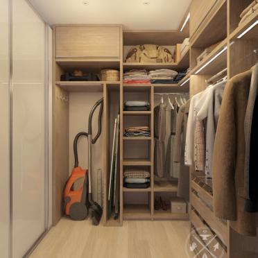Интерьер гардеробной с гардеробной и кладовкой  смотреть на Basicdecor