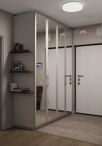 Интерьер коридора с зеркалом на двери  смотреть на Basicdecor
