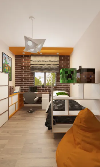 Интерьер детской c рабочим местом в современном стиле смотреть на Basicdecor