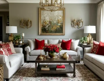Интерьер гостиной с картинами над камином в английском смотреть на Basicdecor