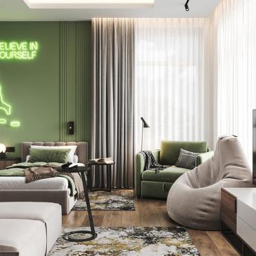 Интерьер гостиной c подсветкой  смотреть на Basicdecor