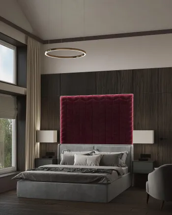 Интерьер спальни cветильниками над кроватью  смотреть на Basicdecor