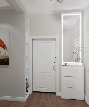 Интерьер с зеркалом на двери и с подсветкой  смотреть на Basicdecor