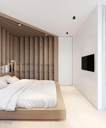 Интерьер спальни cветильниками над кроватью  смотреть на Basicdecor
