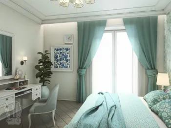 Интерьер спальни c рабочим местом в классическом стиле смотреть на Basicdecor