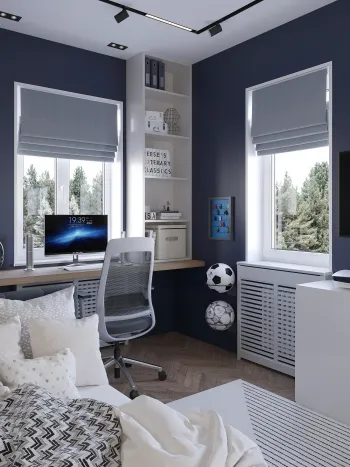 Интерьер кабинета с жалюзи  смотреть на Basicdecor
