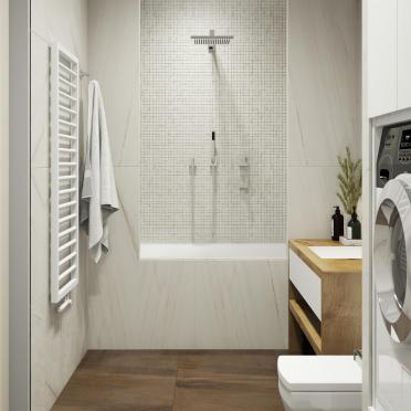 Интерьер ванной с душевой из плитки  смотреть на Basicdecor