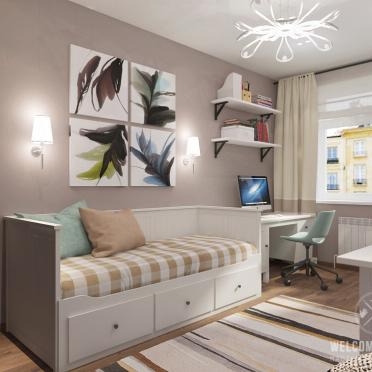 Интерьер детской c рабочим местом в современном стиле смотреть на Basicdecor