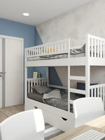 Интерьер детской c антресолью и двухъярусной кроватью  смотреть на Basicdecor