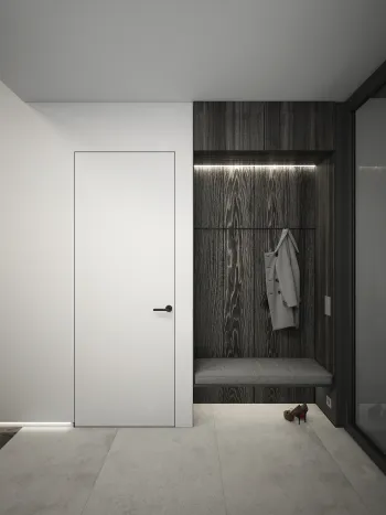 Интерьер прихожей с зеркалом на двери  смотреть на Basicdecor