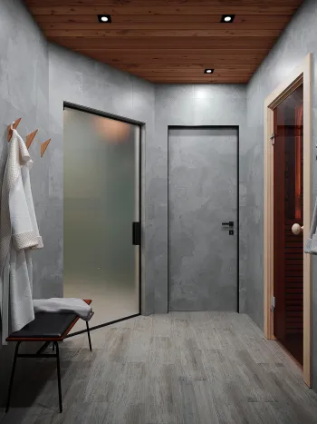 Интерьер ванной и прихожей в стиле лофт смотреть на Basicdecor