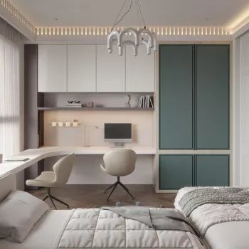 Интерьер детской с нишей с подсветкой, светильниками над кроватью и с подсветкой  смотреть на Basicdecor