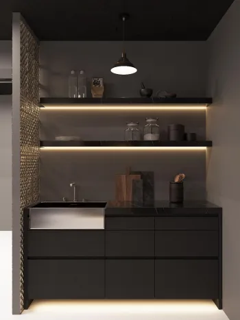 Интерьер с нишей с подсветкой и с подсветкой  смотреть на Basicdecor