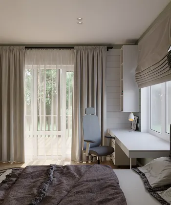 Интерьер детской с зонированием шторами  смотреть на Basicdecor