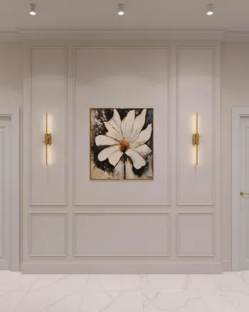 Интерьер коридора с картинами над камином  смотреть на Basicdecor