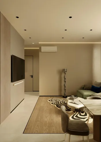 Интерьер кухни cветовыми линиями и с подсветкой  смотреть на Basicdecor