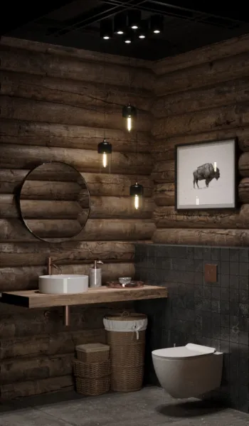 Интерьер ванной в рустике смотреть на Basicdecor