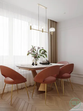 Интерьер гостиной cветильниками над столом  смотреть на Basicdecor