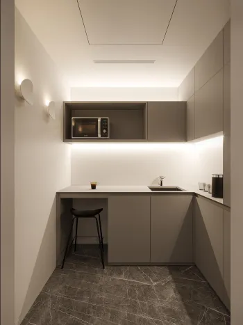 Интерьер кабинета с нишей с подсветкой, подсветкой светодиодной и с подсветкой  смотреть на Basicdecor