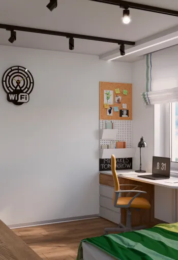 Интерьер детской c рабочим местом в современном стиле смотреть на Basicdecor