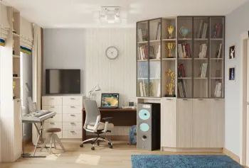 Интерьер детской c рабочим местом в современном стиле смотреть на Basicdecor
