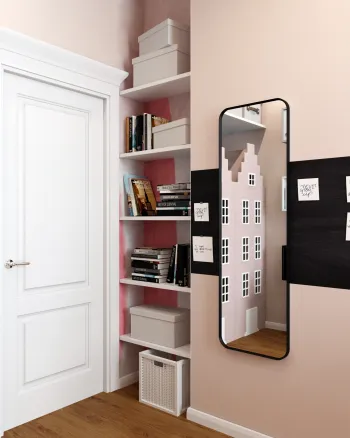 Интерьер с зеркалом на двери  смотреть на Basicdecor
