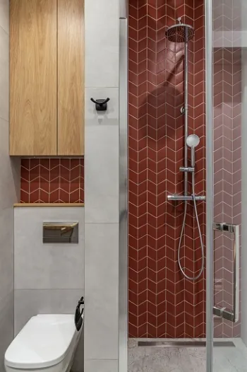 Интерьер ванной с душевой из плитки  смотреть на Basicdecor