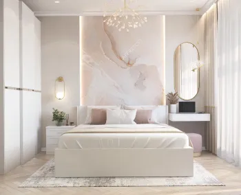 Интерьер спальни cветильниками над кроватью  смотреть на Basicdecor