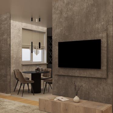 Интерьер с телевизором на стене  смотреть на Basicdecor