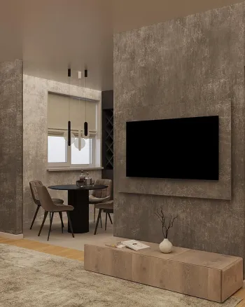 Интерьер с телевизором на стене  смотреть на Basicdecor
