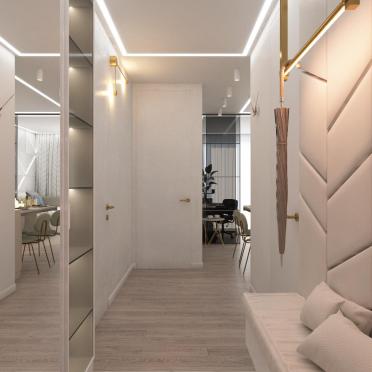 Интерьер с проходной и зеркалом на двери  смотреть на Basicdecor