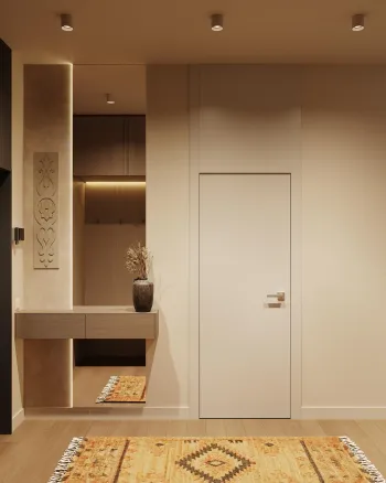 Интерьер коридора с зеркалом на двери  смотреть на Basicdecor