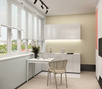 Интерьер кухни с жалюзи в современном стиле смотреть на Basicdecor